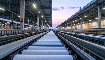 Poster - Industrial Manufacturing Facility with Textile Production Machinery