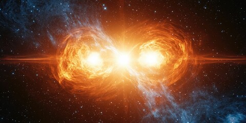 Wall Mural - two stars blinking toward each other across galaxies.
