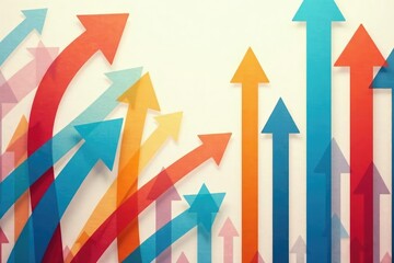 Wall Mural - Abstract background of various arrows pointing in different directions, colorful and dynamic , colorful, illustration background, arrow design