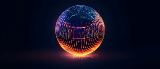 Poster - Abstract Glowing Colorful Geometric Sphere Design