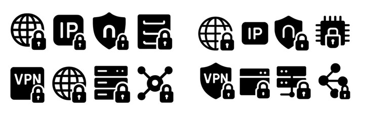 Poster - Modern digital security icons representing internet privacy, data protection, and online communication protocols