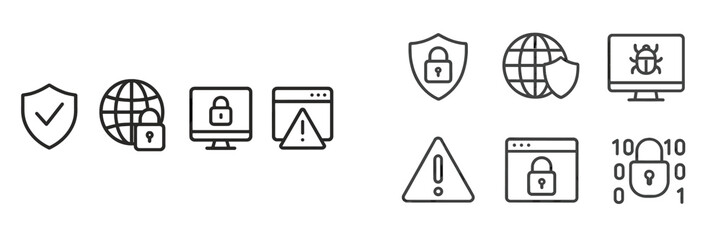 Poster - Digital security icons showcase protection and alerts for cybersecurity awareness in modern technology