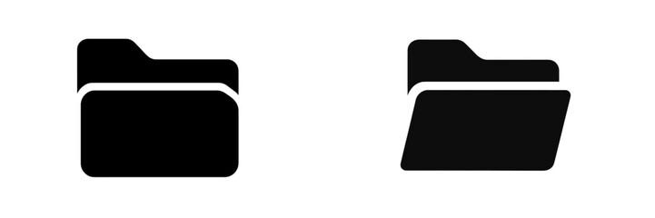 Fototapete - Icon set featuring two distinct folder designs in black and white against a plain background