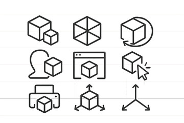 Fototapete - Conceptual representations of three-dimensional objects and interactions in graphic design