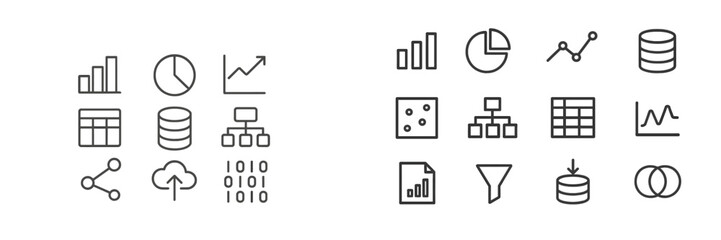 Aufkleber - Collection of data and analytics icons representing various metrics and processes in a modern business environment