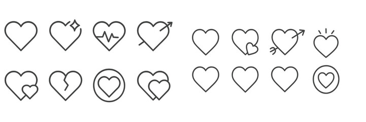 Poster - Collection of various heart illustrations showcasing different styles and designs suitable for various creative uses