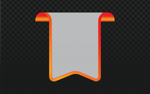 Abstract vector graphic of a red and orange gradient banner label tag shape. Isolated design element perfect for decoration, titles, or creative projects. Transparent background.