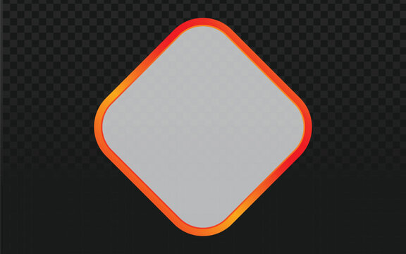 Abstract vector graphic of a red and orange gradient rounded square rhombus button shape. Isolated geometric design element perfect for web buttons, icons, or design projects. Transparent background.