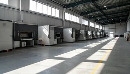 Poster - Modern Industrial Warehouse with Advanced Machinery and Equipment