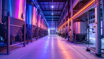 Poster - Modern Industrial Equipment in Brightly Lit Manufacturing Space
