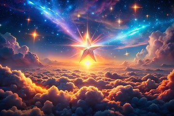 Poster - Ethereal Glitter Star Pattern Surreal Landscape Backdrop - Magical Night Sky