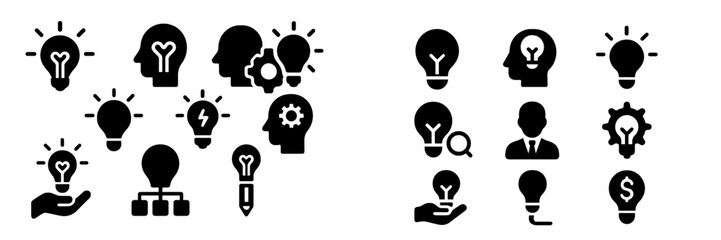 Poster - Creative brainstorm session showcasing diverse ideas represented by light bulbs and heads with gears in a collaborative workspace