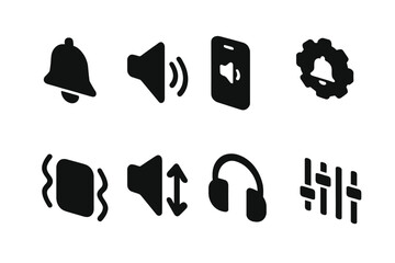 Poster - Icons representing sound alerts, notifications, and audio controls in a digital interface