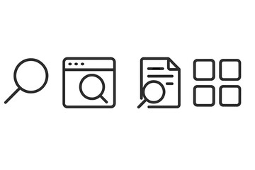 Fototapete - Different search icons depicting various search functionalities in a minimalist style