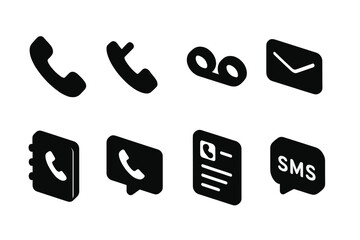 Fototapete - Various communication icons representing phone calls, messages, and contact information for digital interactions