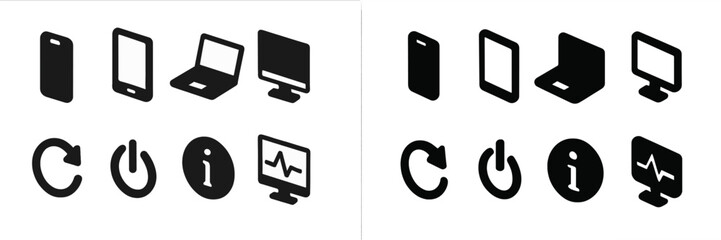 Fototapete - Collection of tech icons illustrating various devices and symbols often used in digital contexts