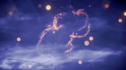 Wall Mural - Abstraction night sky with glowing stars and bokeh lightness background 