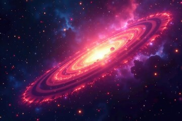 Wall Mural - cosmic rays burst from vibrant nebula, glittering dust , stars, burst, texture