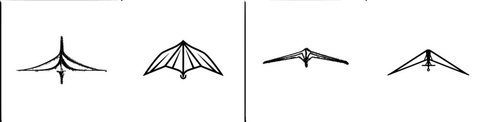 Poster - Vector illustration of four unique wing designs showcasing aerodynamics and innovation in flight