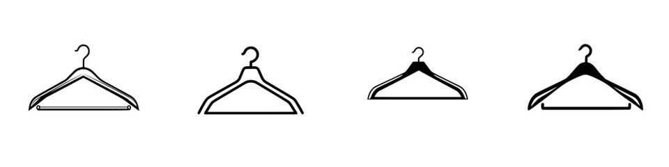 Poster - Stylish vector illustration of four unique clothing hangers in minimalist design for fashion industry applications