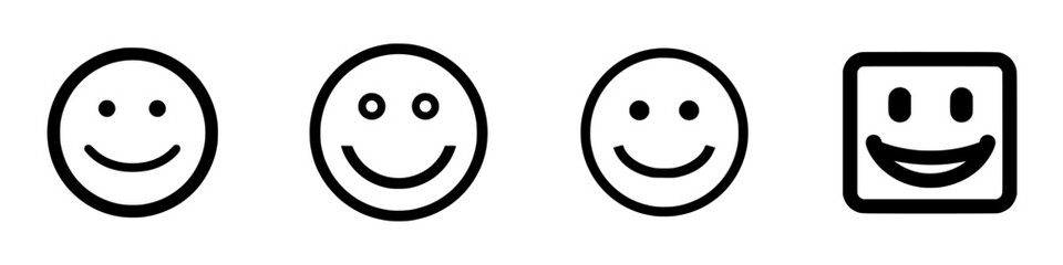 Poster - Vector illustration of four diverse smiley faces representing various emotions and expressions in a simple design style