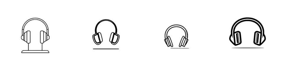 Poster - Vector illustration of various headphone designs displayed on a plain background for audio enthusiasts and designers