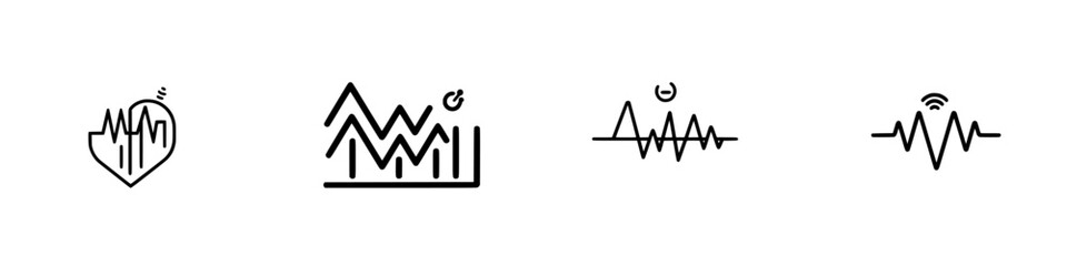 Poster - vector illustration of heartbeat and audio wave icons depicting health and sound concepts in a minim