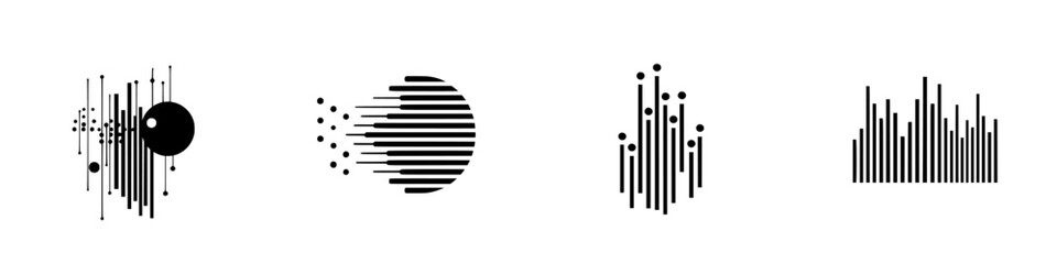 Poster - Vector illustration icon collection featuring abstract shapes and patterns in black design suitable for various creative projects
