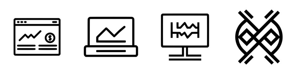 Fototapete - Vector illustration of financial growth icons representing website analytics, laptop performance, and data visualization tools
