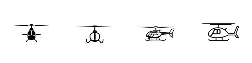 Poster - Vector illustration icons of helicopters showcasing various designs and perspectives for aviation enthusiasts and designers