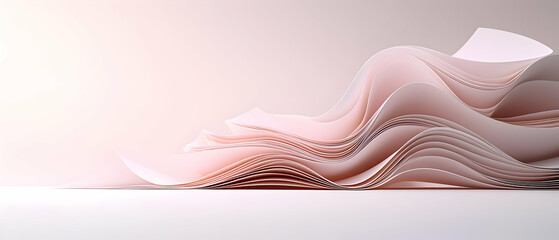 Poster - Abstract Geometric Shapes In Soft Pastel Pink And White Colors