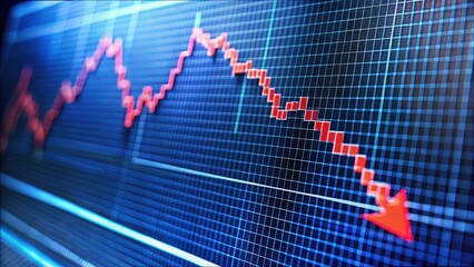 Poster - Graph of Steep Decline in Data Visualization with Red Arrow Indicator