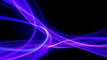 Wall Mural - Abstract swirling neon purple and blue light streaks on black background ideal for digital art design projects and futuristic technology themes.