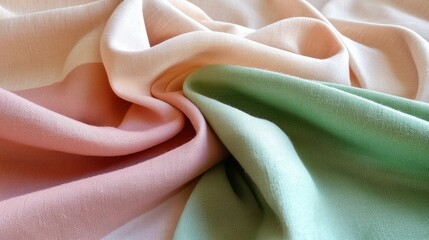 Poster - Blush pink and mint green fabric softly layered for a gentle, cozy visual texture