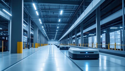 Poster - Modern Automated Robots Working in a Large Industrial Warehouse
