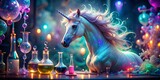 Magical Unicorn Science Experiment: Whimsical Chemistry Illustration
