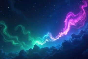Wall Mural - swirling vibrant green and purple lights against a dark night sky , field, phenomenon