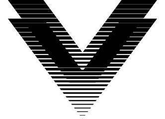 Aufkleber - Striped letter V. pattern of black lines on a white background. Design element. Vector background. Logo. arrow