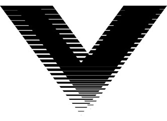 Aufkleber - Stylized letter V formed by bold black stripes on a clean white background. Modern geometric vector design resembling an arrow or logo element. for branding, signage, or graphic compositions