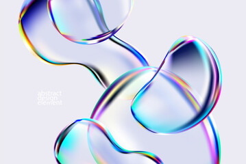 Wall Mural - abstract light background of colorful water bubbles. 3d transparent fluid drops.
