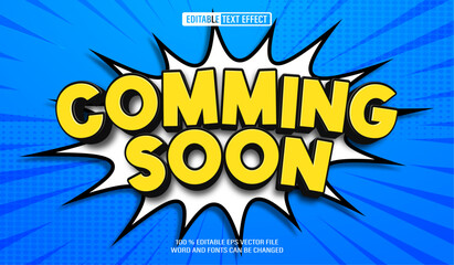 Leinwandbilder - Editable 3d text style effect - Comic Book Annountcement Comming Soon text effect Template