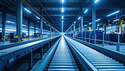 Poster - Industrial Warehouse Conveyor System for Efficient Logistics Operations