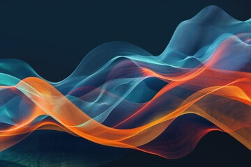 Poster - Abstract picture vivid color neon light line, digital technology style design connecting become dynamic of electric wave movement represent about flowing of data or structure of network system. AIG51.