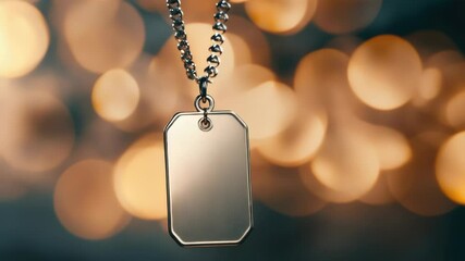 Poster - A dog tag hangs from a chain on a string, perfect for various uses