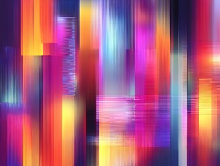 Poster - Vibrant Abstract Geometric Art with Bright Neon Colors and Dynamic Lines