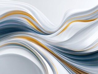 Poster - Abstract Swirling Waves with Gold Accents on White Background