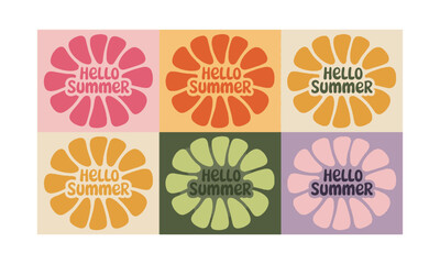 Fototapete -  Modern abstract vector posters themed around summer style, easily scalable and editable.
