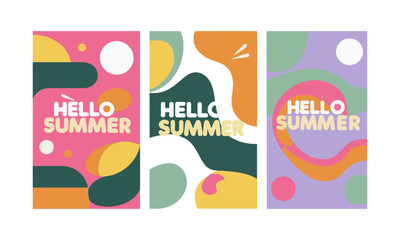 Fototapete -  Modern abstract vector posters themed around summer style, easily scalable and editable.