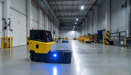 Poster - Robotic Vehicles in Modern Warehouse Facility During Nighttime Operation