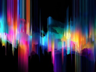 Fototapete - Vibrant Abstract Background with Vertical Neon Stripes and Glowing Colors